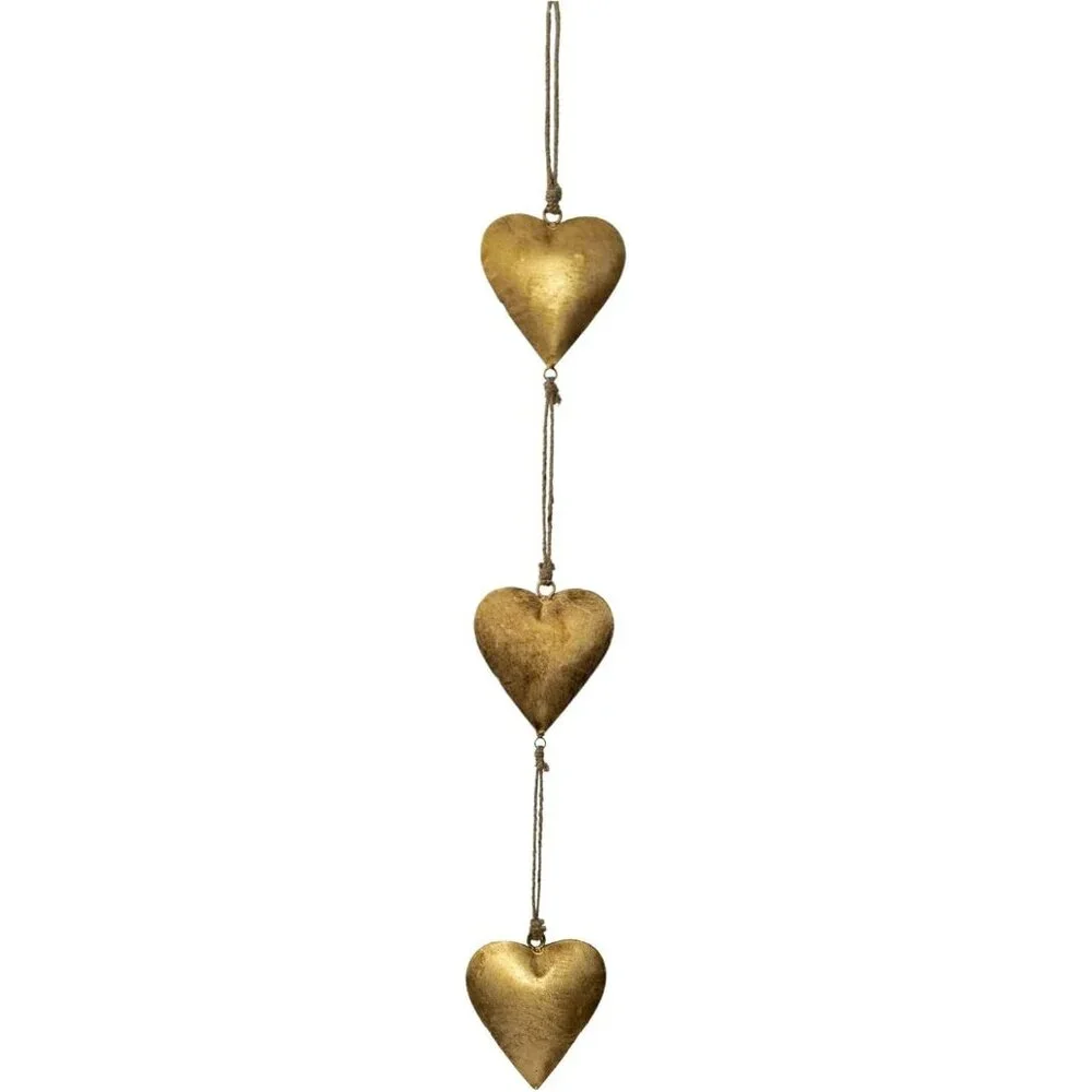 🆕 Vintage Metal Heart Wall Hanging Art Gold Hearts Shaped Bedroom Wall Decor